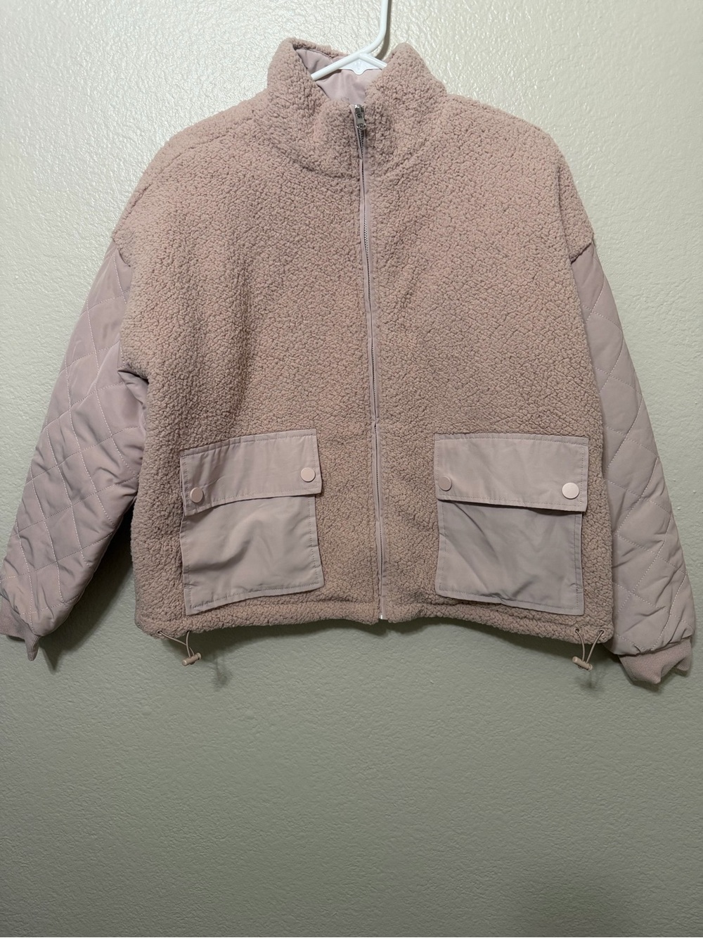 No Comment Women’s Rusty Rose Full Zip Short Jacket Sherpa Cozy Casual M